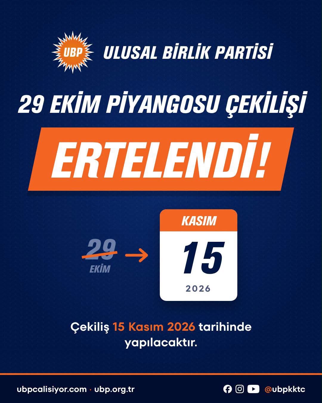 Çekiliş, 15 Kasım Pazar günü yapılacak